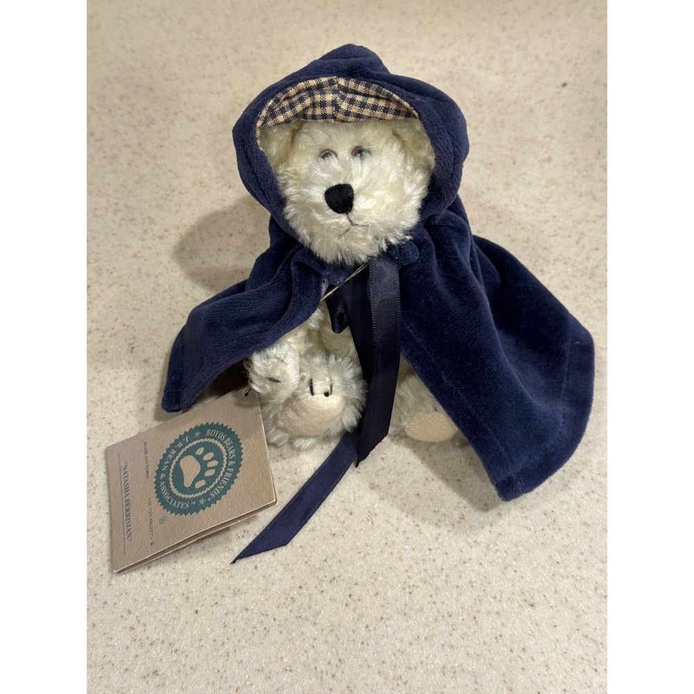 Boyds Bears Natasha Berriman Plush Jointed Body Bear In Blue Cape 6" Tall